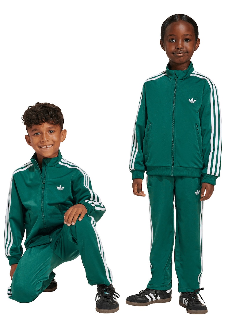 Trening regular fit cu fermoar si benzi contrastante - Alb/Verde