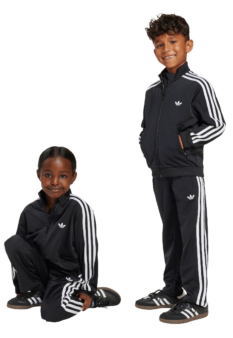 Trening regular fit cu fermoar si benzi contrastante - Alb/Negru