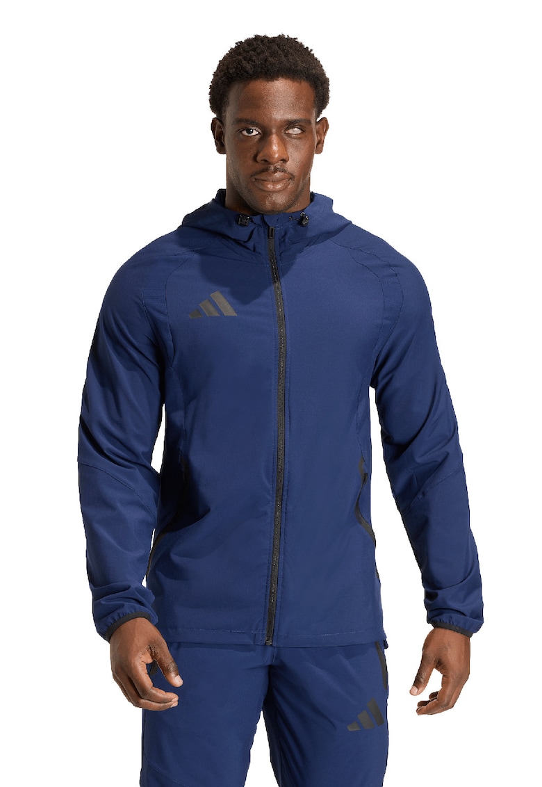 Jacheta cu gluga si logo pentru fotbal - Albastru inchis