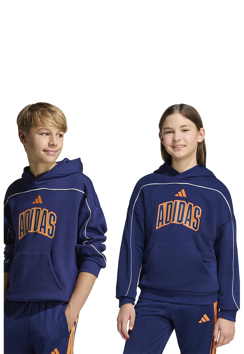 Hanorac unisex din amestec de bumbac cu logo - Albastru inchis/Portocaliu deschis