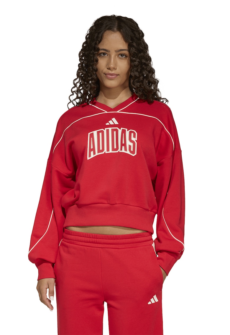 Bluza de trening cu maneci cazute si decolteu en-coeur - Rosu vermillion