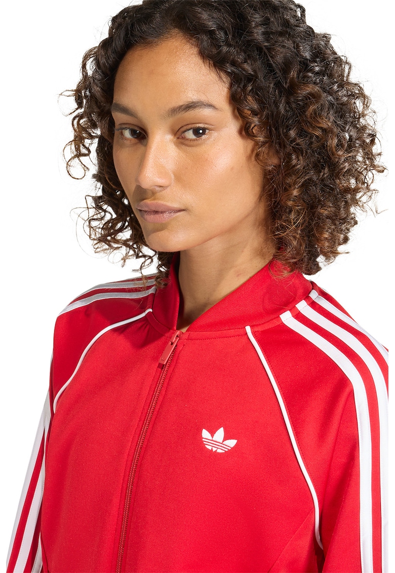 Bluza de trening din amestec de bumbac cu fermoar si logo - Rosu vermillion