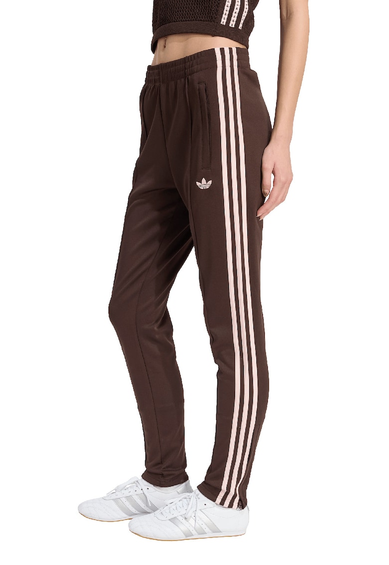 Pantaloni de trening slim fit cu logo - Maro/Roz