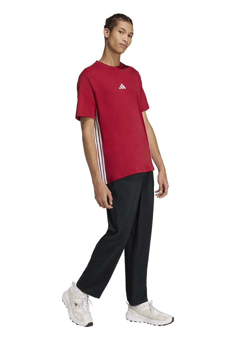 Tricou din bumbac cu decolteu la baza gatului si logo - Rosu/Alb
