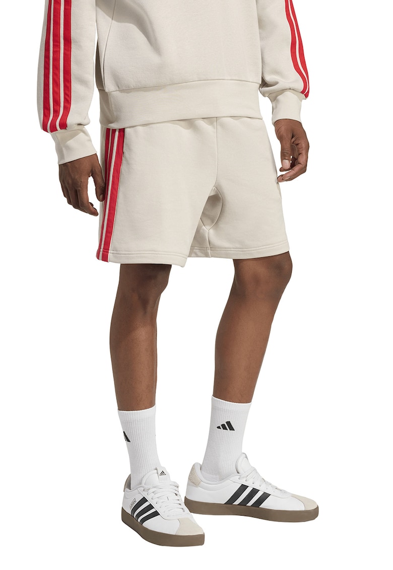 Bermude Essentials 3-Stripes - Rosu/Alb murdar
