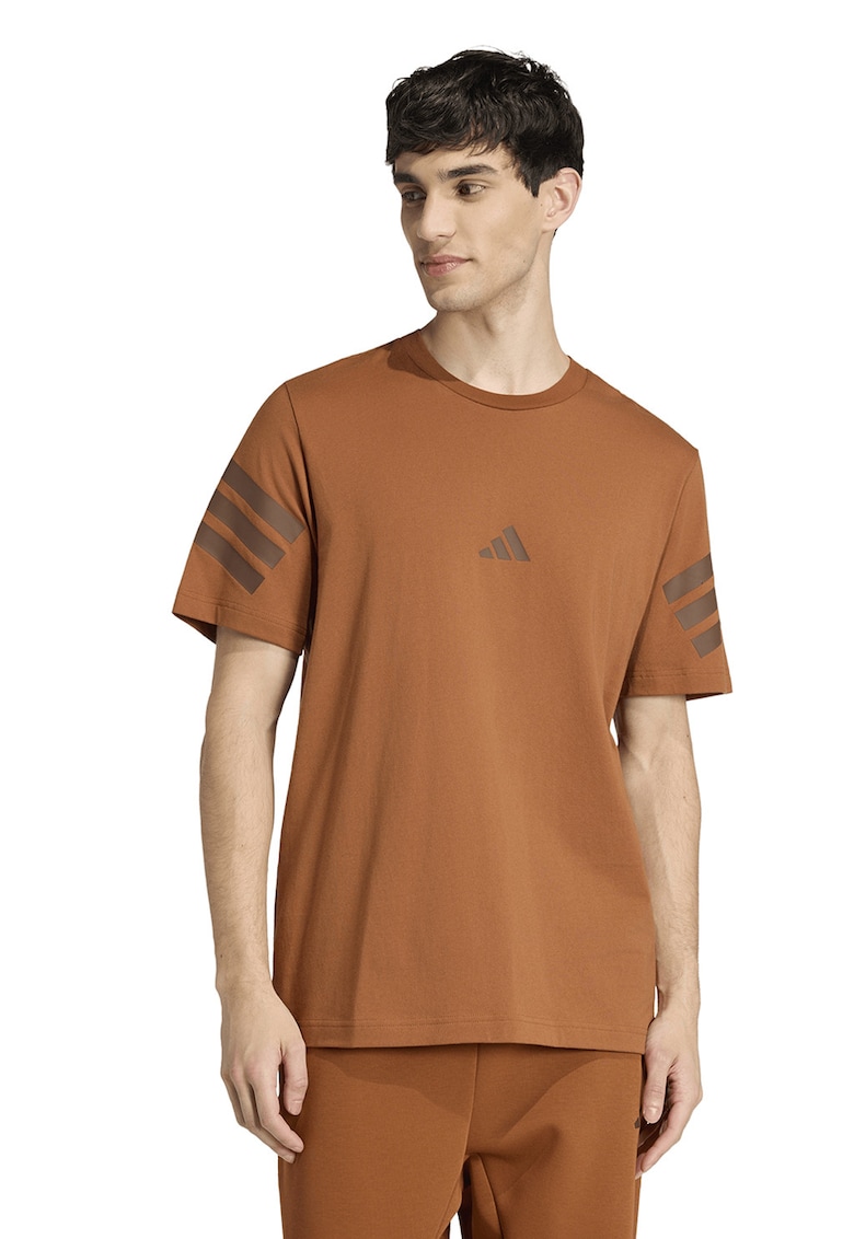 Tricou din bumbac cu 3 dungi Future Icons - Maro