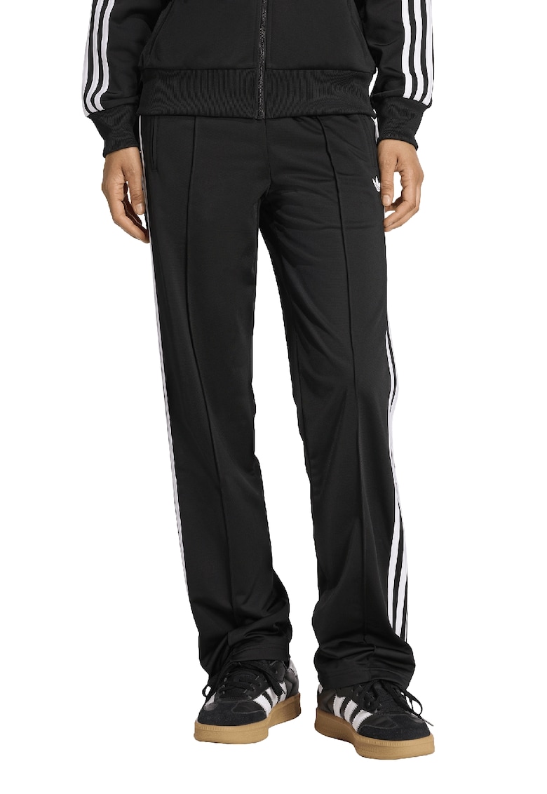 Pantaloni de trening cu talie medie si terminatii cu fermoar - Alb/Negru