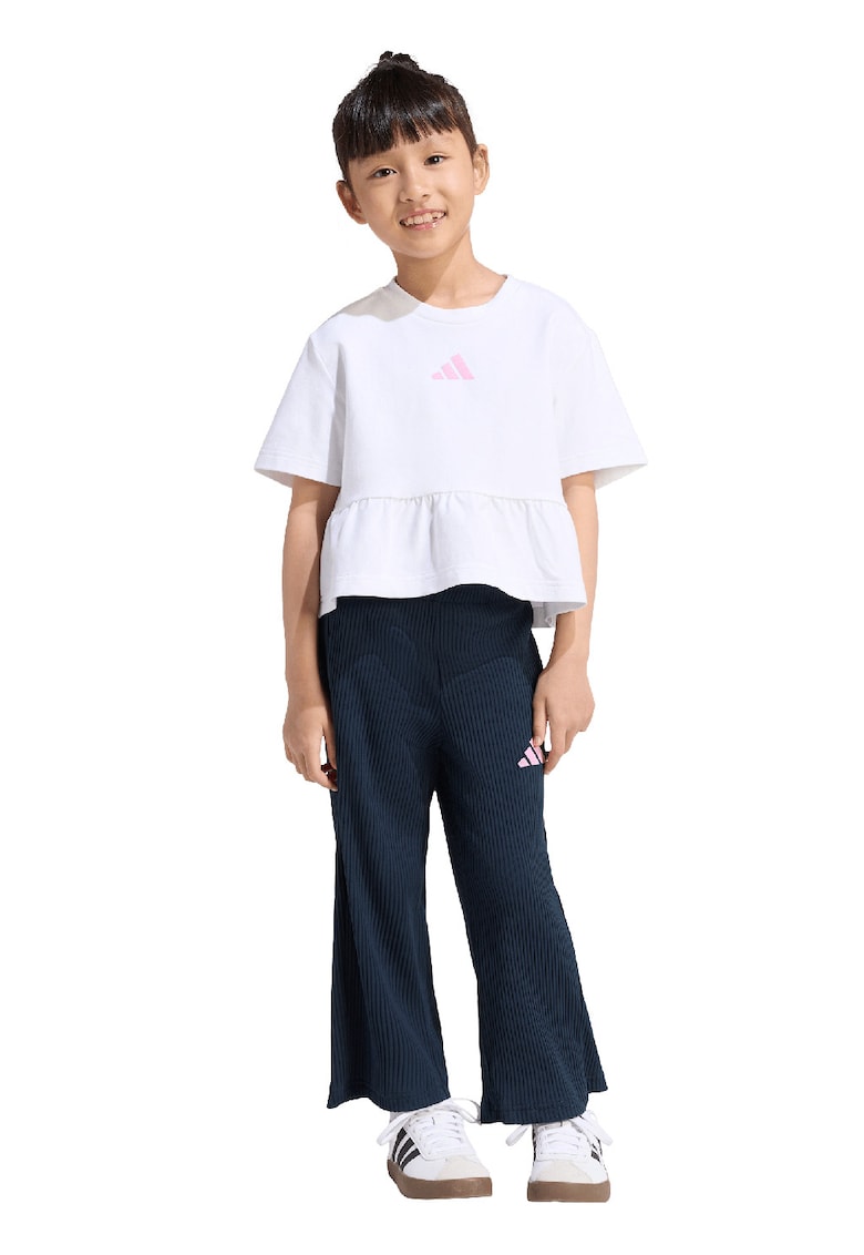 Set de tricou si pantaloni - 2 piese - Alb/Roz