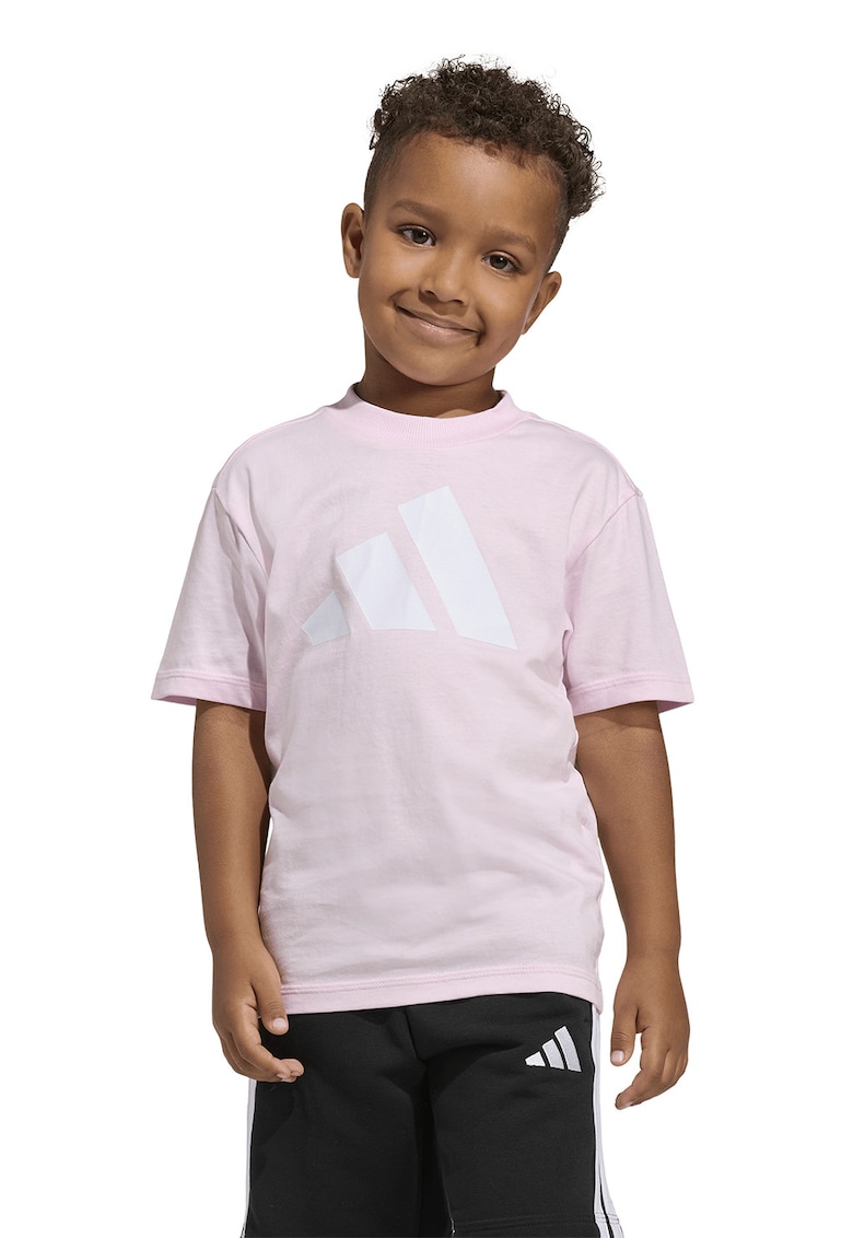 Tricou regular fit din bumbac cu logo - Alb/Roz pastel