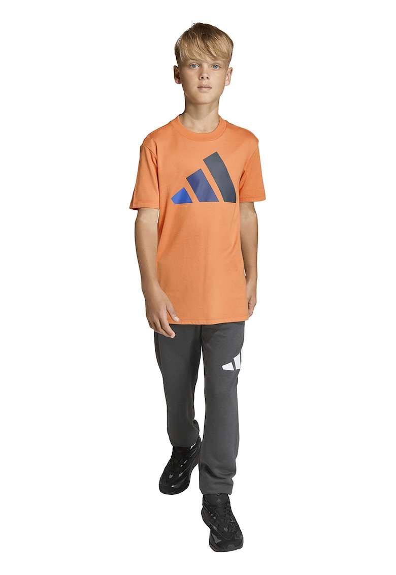 Tricou din bumbac cu imprimeu logo cauciucat - Portocaliu/Albastru