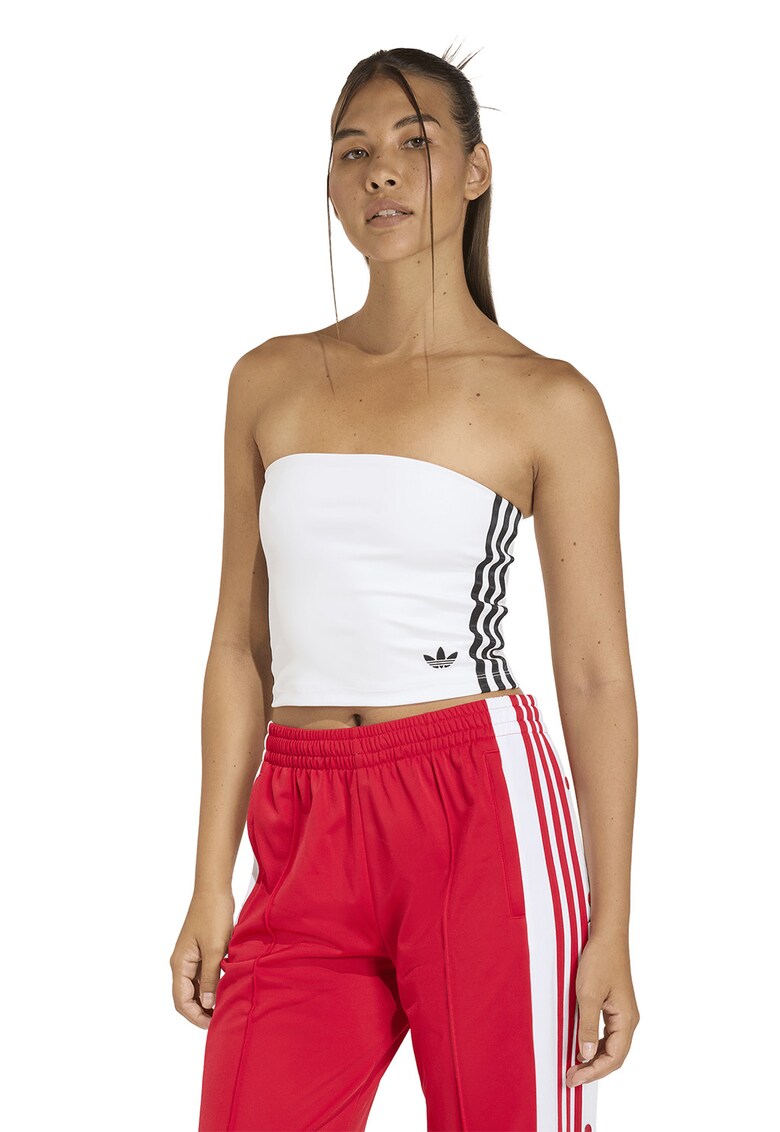 Top crop fara bretele 3S - Alb optic