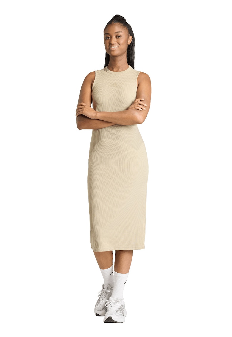 Rochie midi cu croiala cambrata - Bej deschis