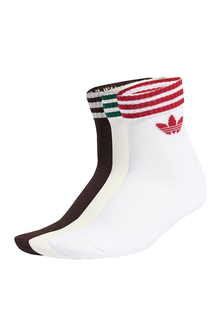 Set de sosete scurte unisex - 3 perechi - Alb/Alb fildes/Maro