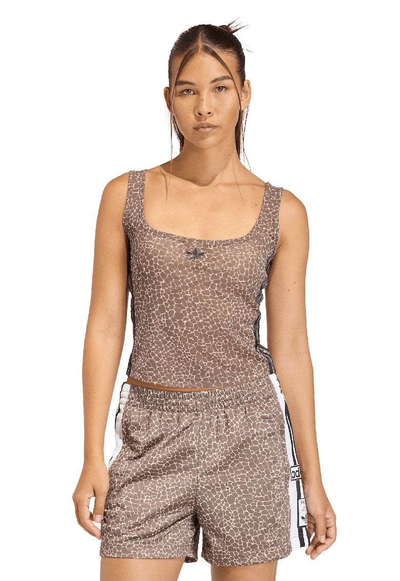 adidas Originals Top crop semitransparent cu model - Maro nisip