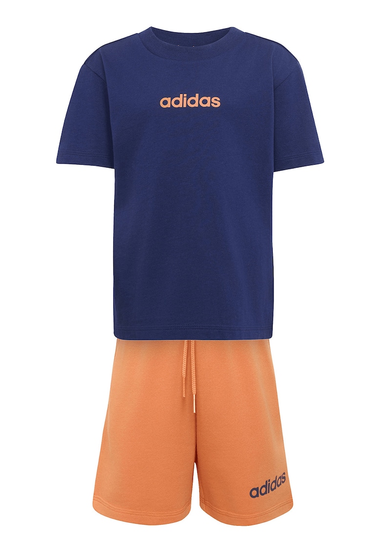 Set de tricou si pantaloni scurti cu detalii logo - 2 Piese - Portocaliu/Bleumarin