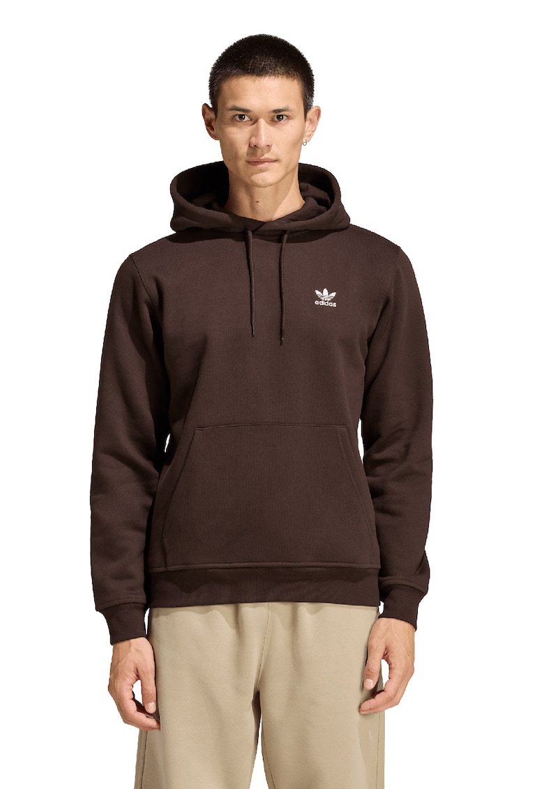 Hanorac cu buzunar kangaroo Essentials Trefoil - Maro inchis