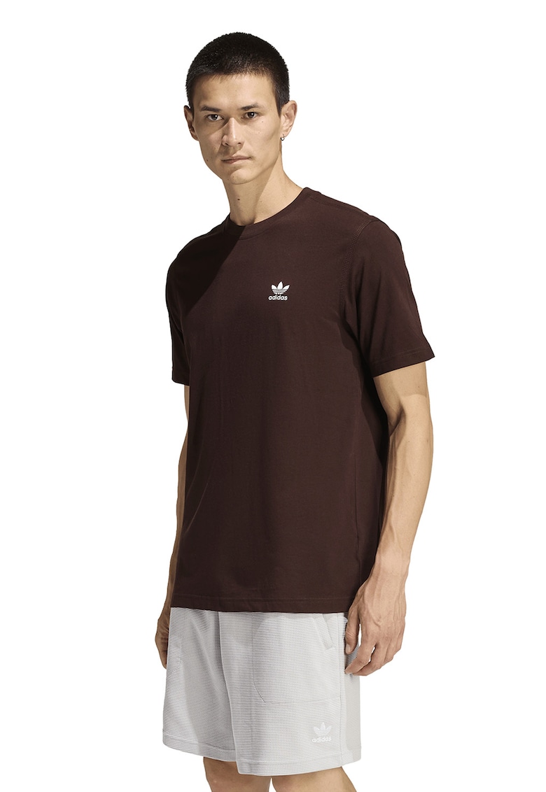 Tricou regular fit din bumbac Trefoil - Maro inchis