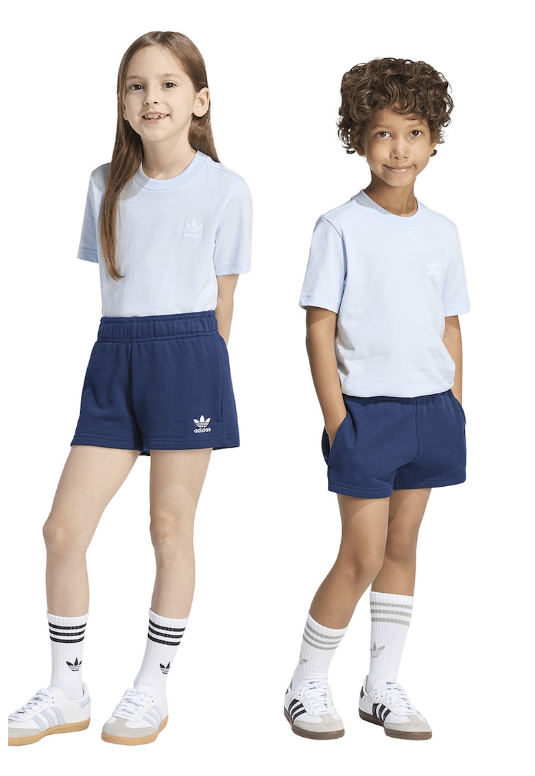 Set de tricou de bumbac si pantaloni scurti cu logo - 2 piese - Albastru glaciar/Bleumarin
