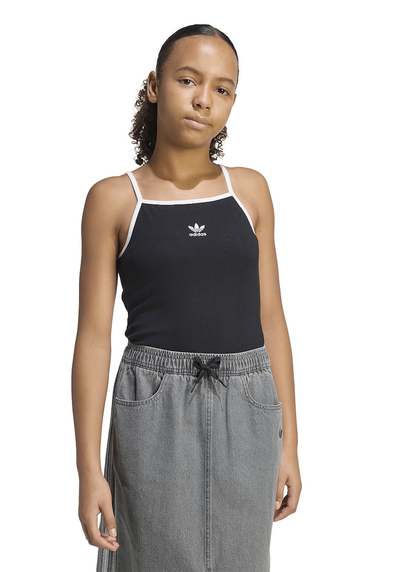Top crop slim fit - Negru