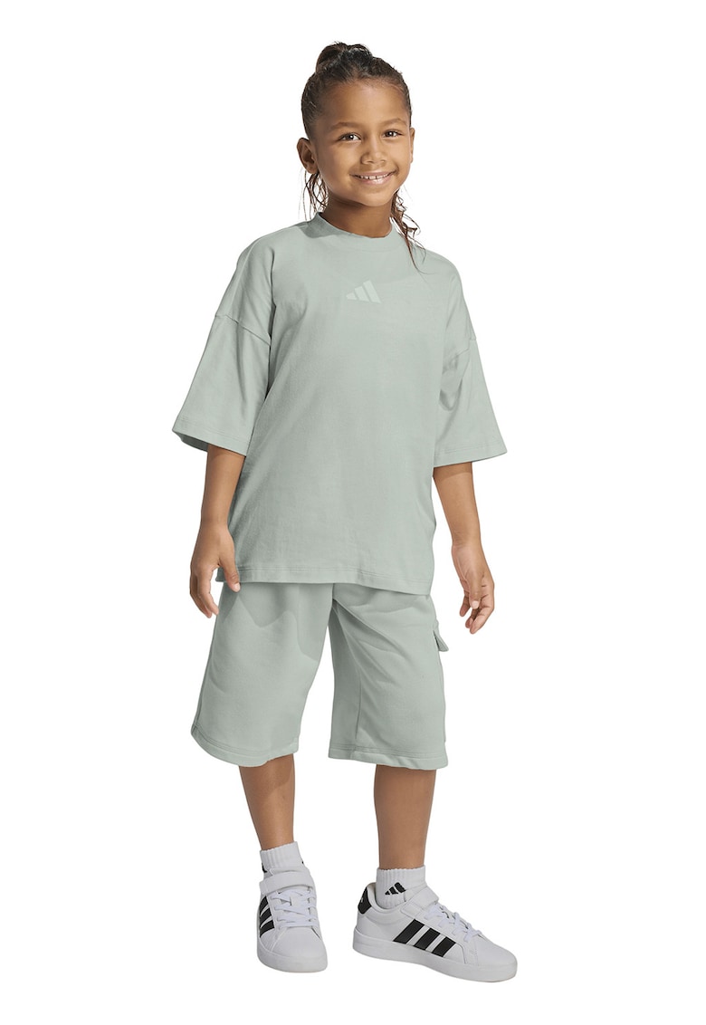 Set de tricou lejer cu imprimeu si pantaloni scurti - 2 piese - Verde salvie