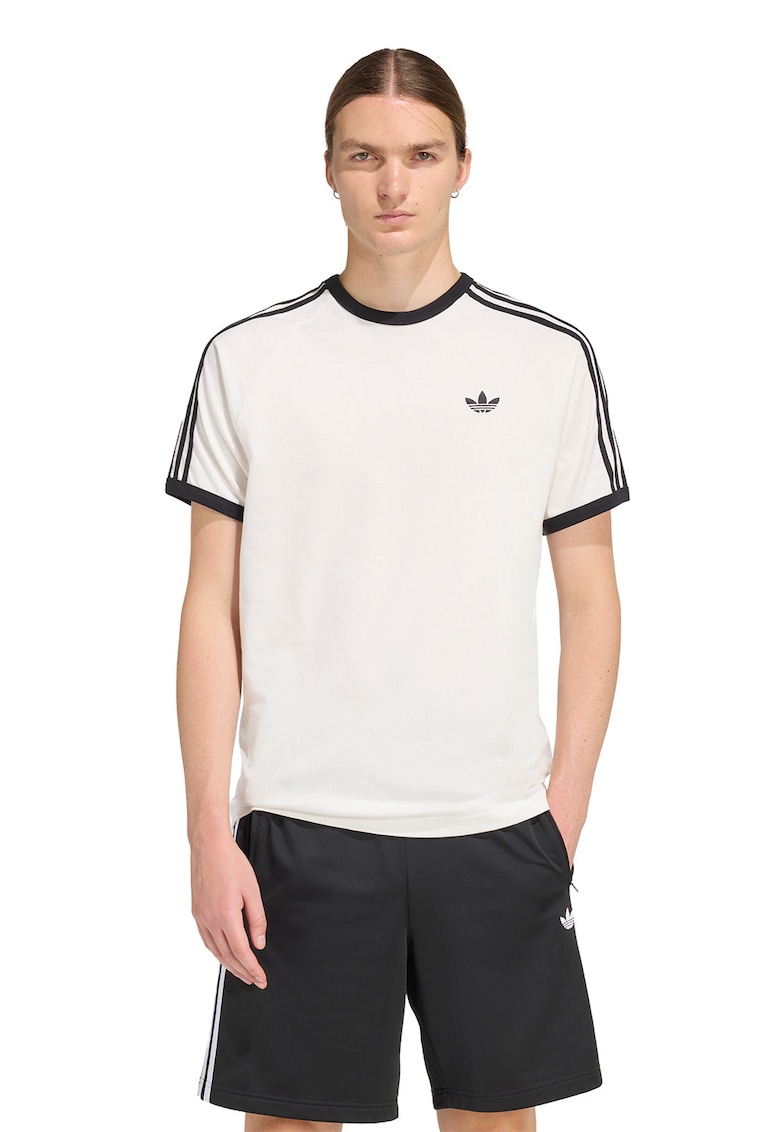 Tricou cu decolteu la baza gatului si logo - Alb murdar