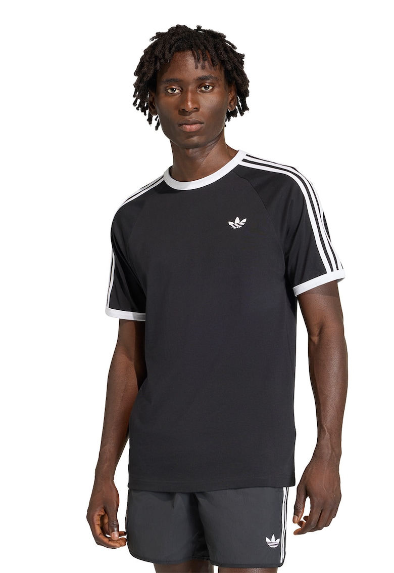 Tricou cu decolteu la baza gatului si logo - Negru