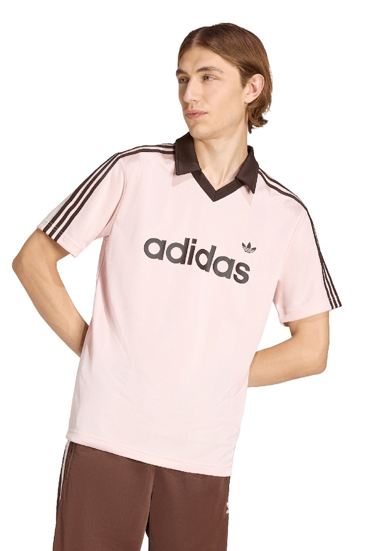 Tricou polo cu logo - Maro/Roz prafuit