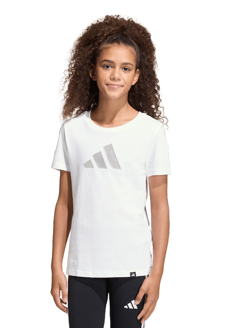 Tricou din bumbac Glam - Alb/Argintiu