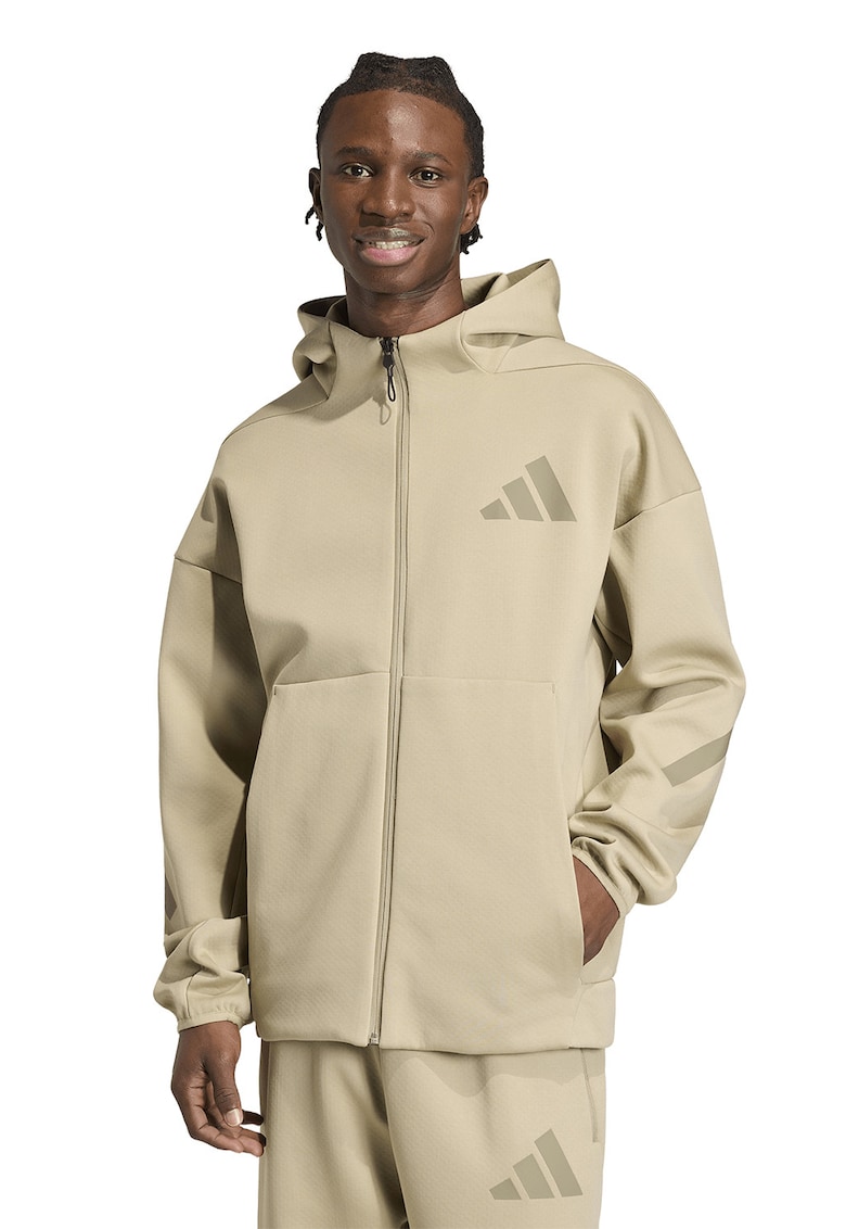 Hanorac lejer cu fermoar Z.N.E. - Maro camel/Bej deschis