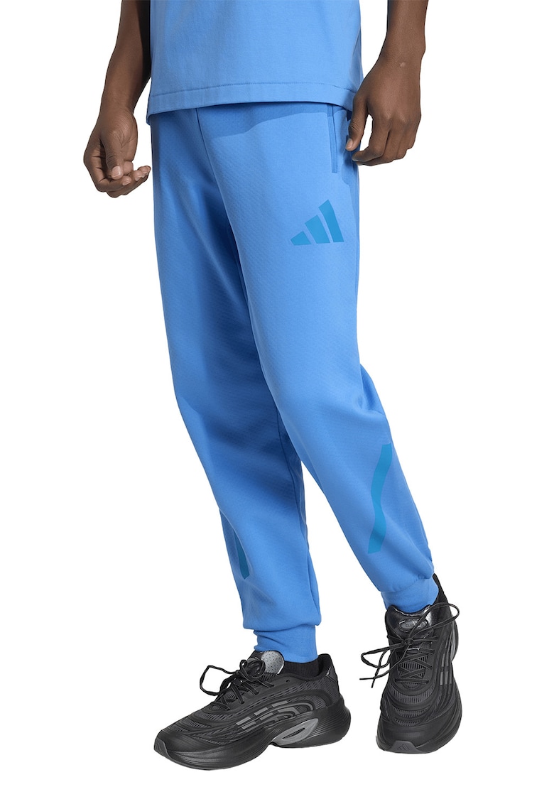 Pantaloni de trening relaxed fit cu snur Z.N.E. - Albastru inchis/Albastru royal