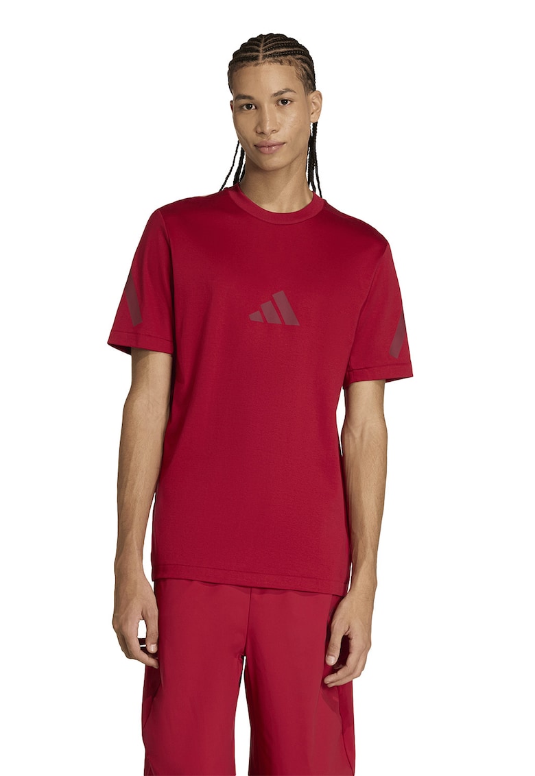 Tricou de bumbac cu model monograma Z.N.E - Rosu inchis