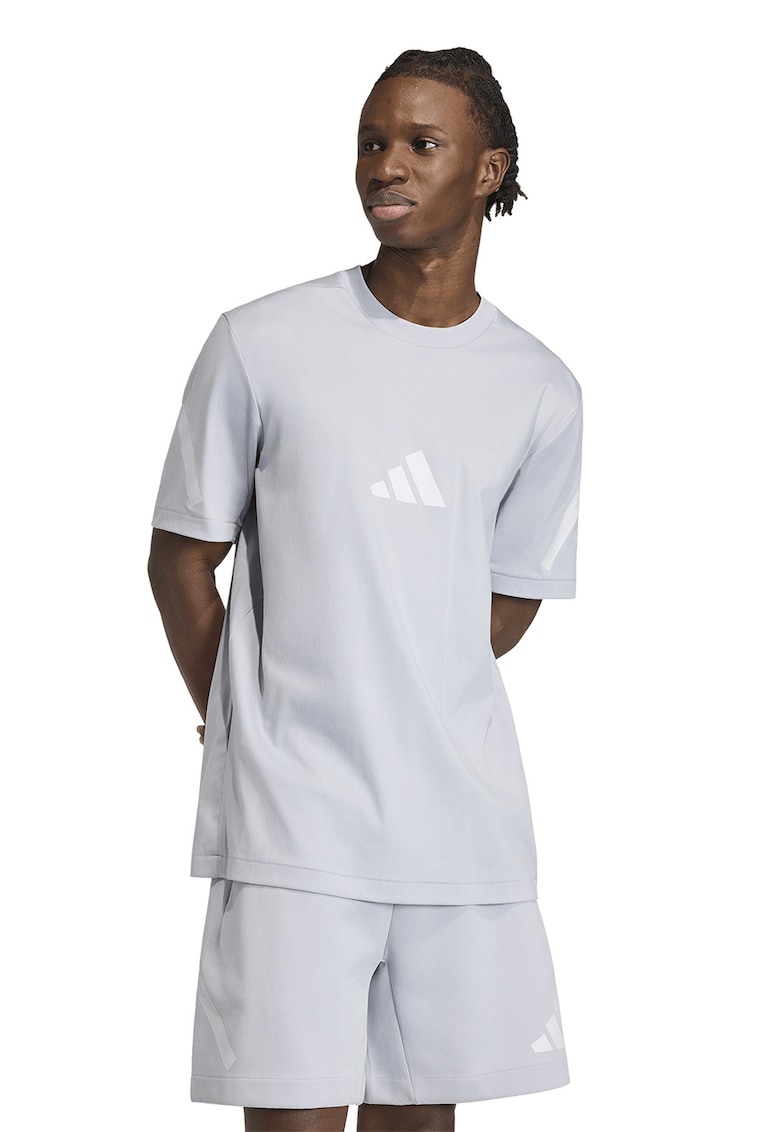 Tricou de bumbac cu model monograma Z.N.E - Gri cenusiu