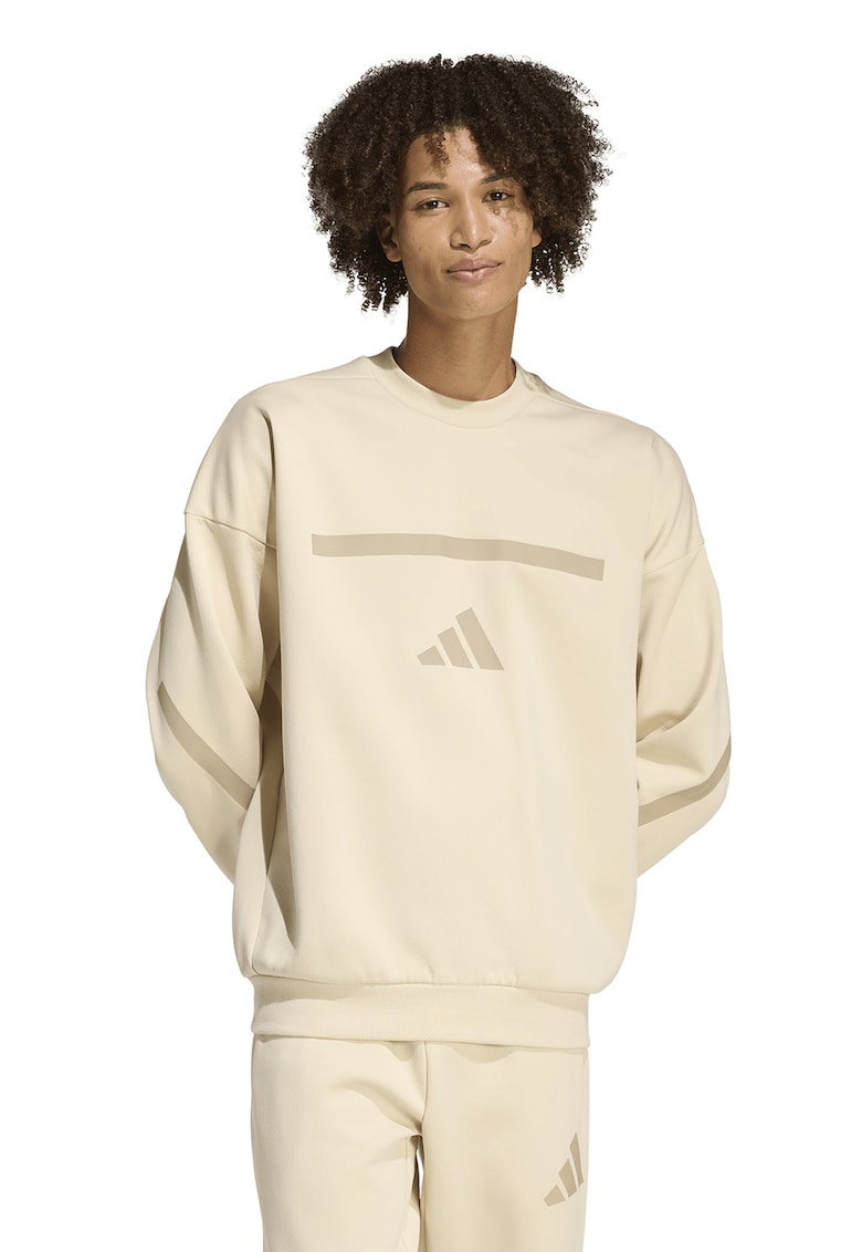 Bluza de trening cu decolteu la baza gatului si maneci cazute Z.N.E. - Bej deschis