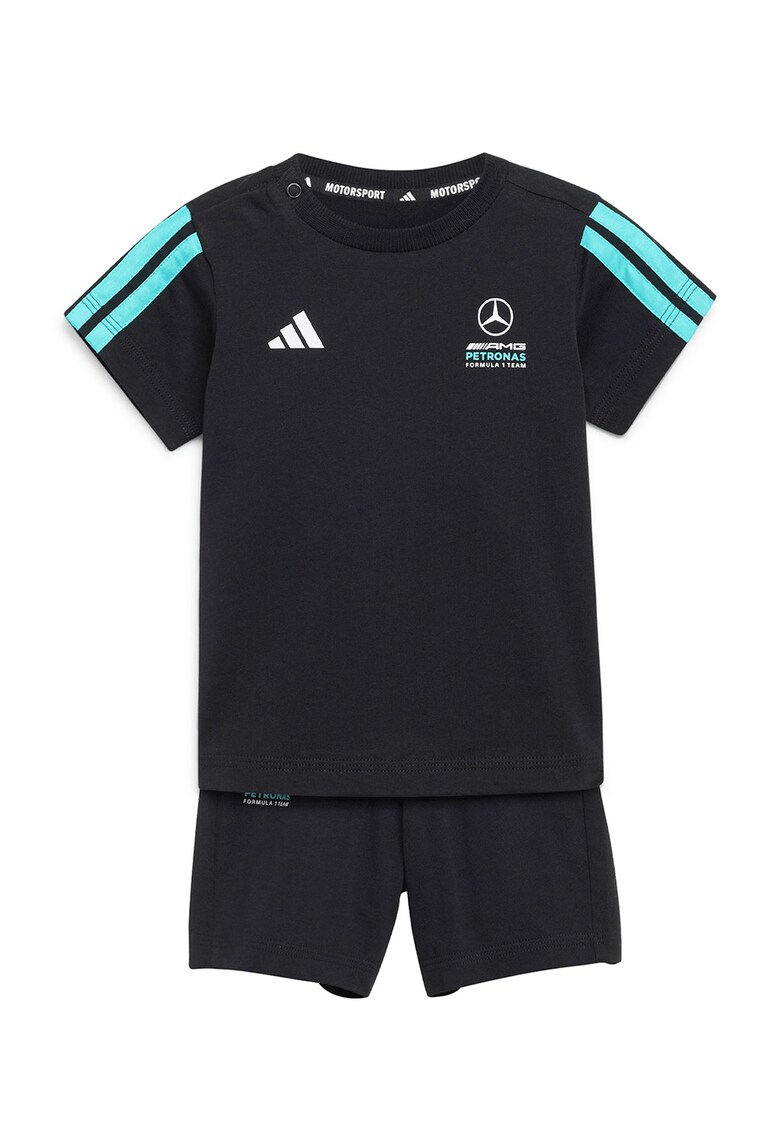 Set de tricou si pantaloni scurti Mercedes-AMG PETRONAS Formula 1 Team - Alb/Negru/Turcoaz