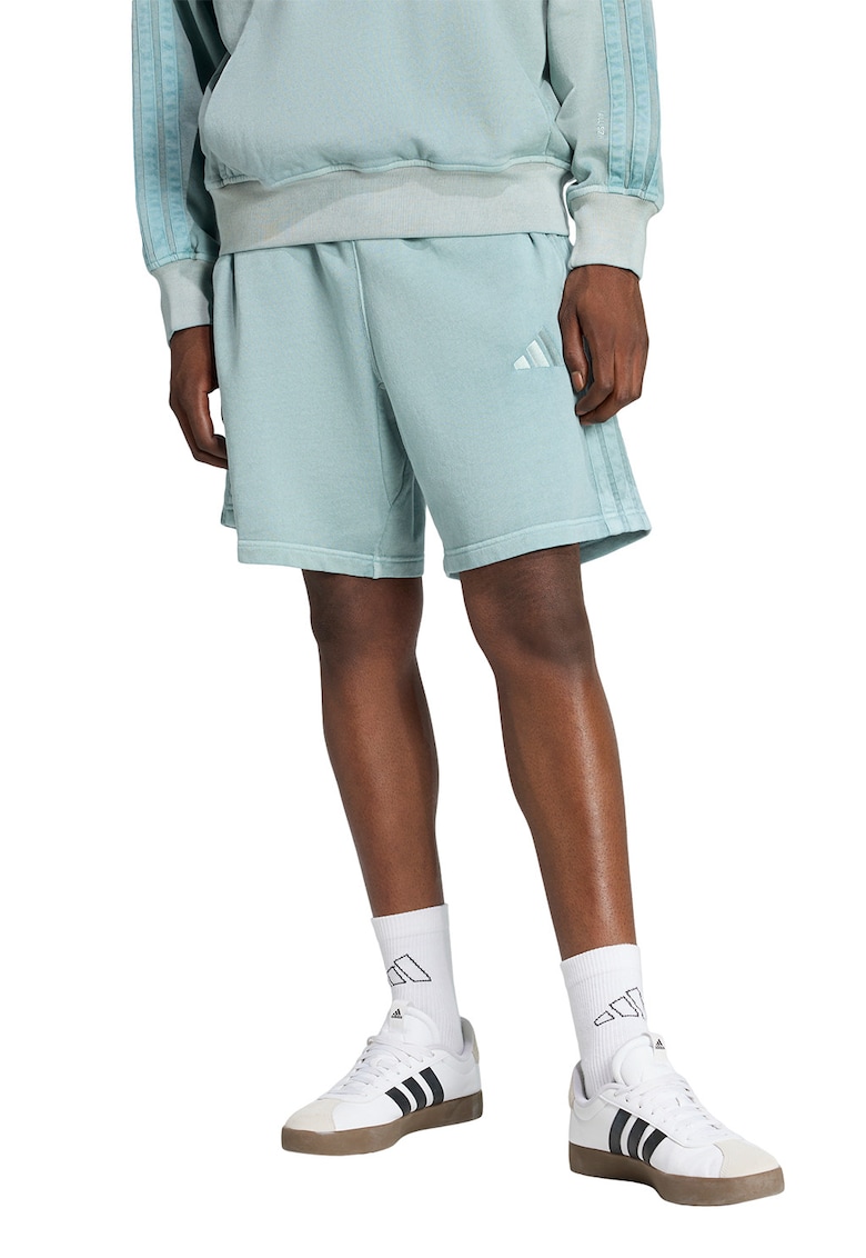 Bermude de bumbac cu logo - Verde menta