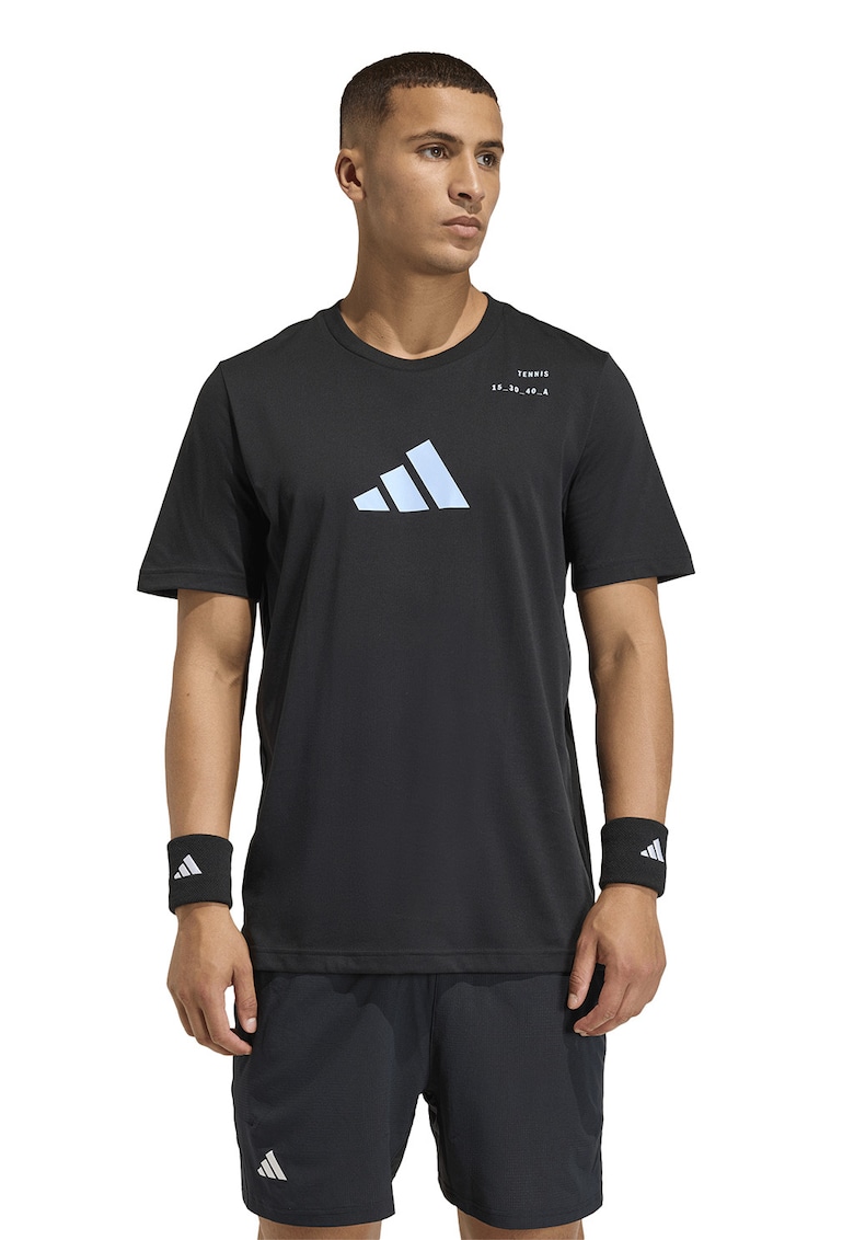 Tricou cu imprimeu grafic pentru tenis - Negru/Albastru glaciar