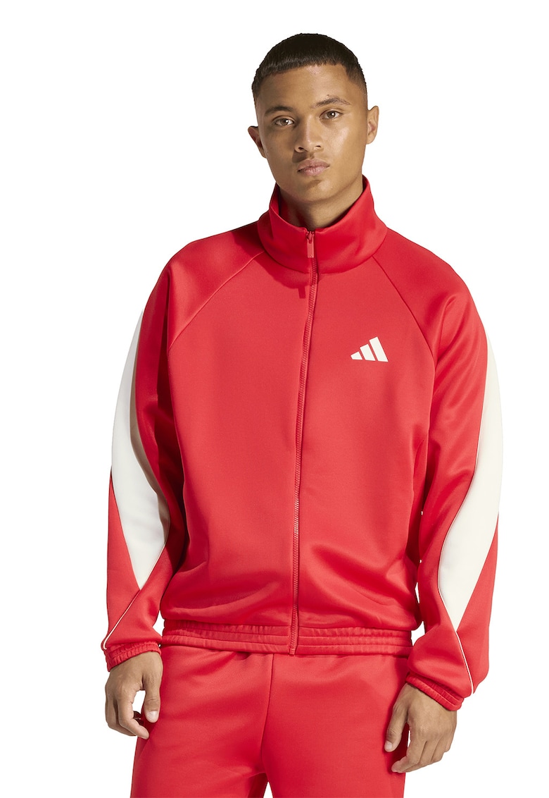 Bluza de trening cu fermoar si guler rigid Stadium - Rosu/Alb