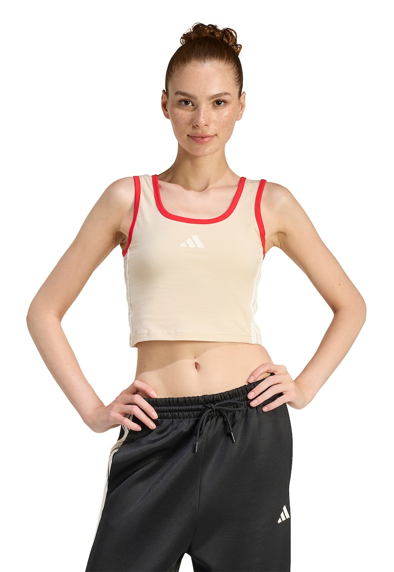 Top crop cu logo Stadium - Rosu/Bej deschis