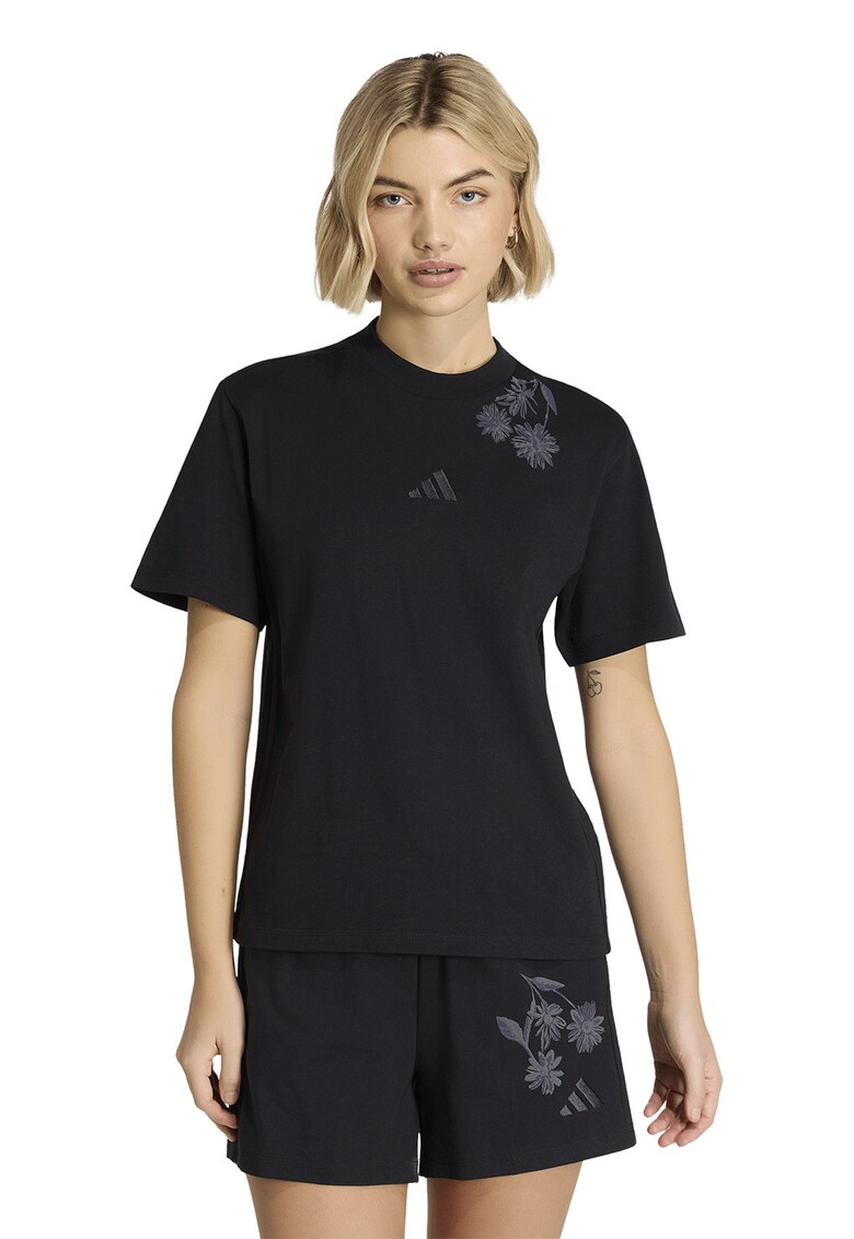 Tricou cu decolteu la baza gatului - Negru/Violet