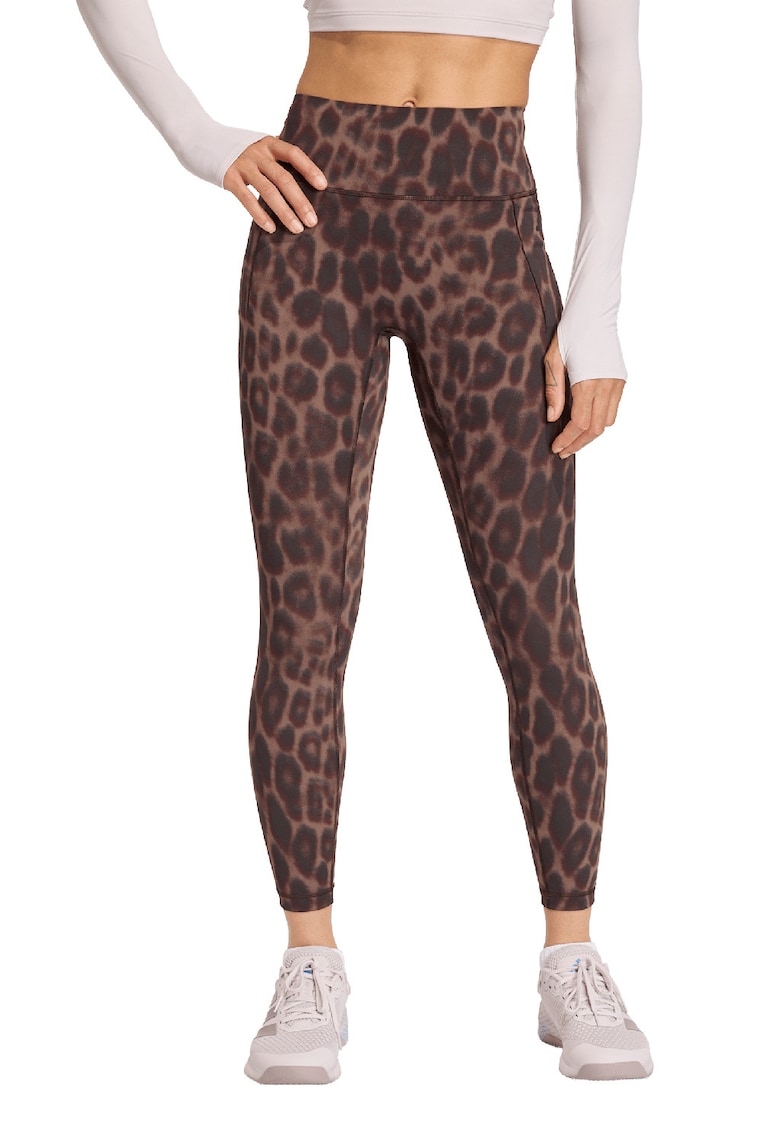 Colanti crop cu talie inalta si animal print pentru fitness