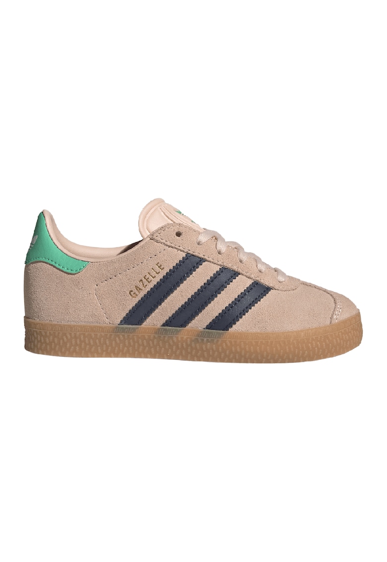 Pantofi sport din piele intoarsa cu garnituri de piele ecologica Gazelle - Roz prafuit/Bleumarin