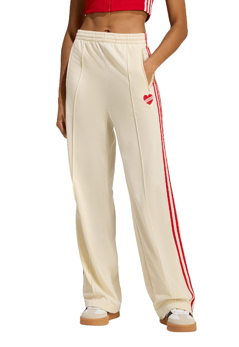 Pantaloni cu talie elastica - Rosu/Bej