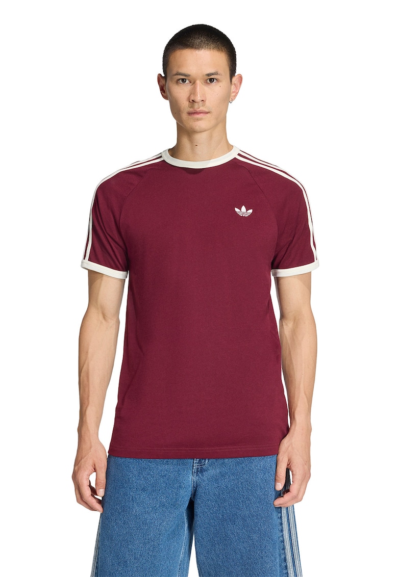 Tricou cu decolteu la baza gatului si logo - Rosu inchis