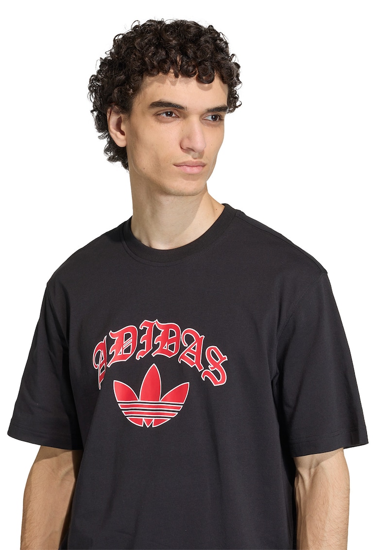 Tricou de bumbac cu imprimeu logo - Rosu/Negru