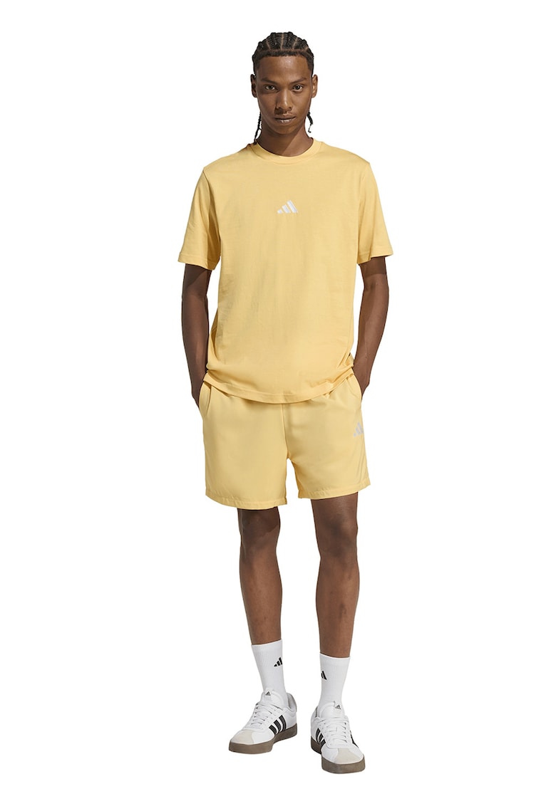 Tricou din bumbac cu logo brodat - Alb/Galben