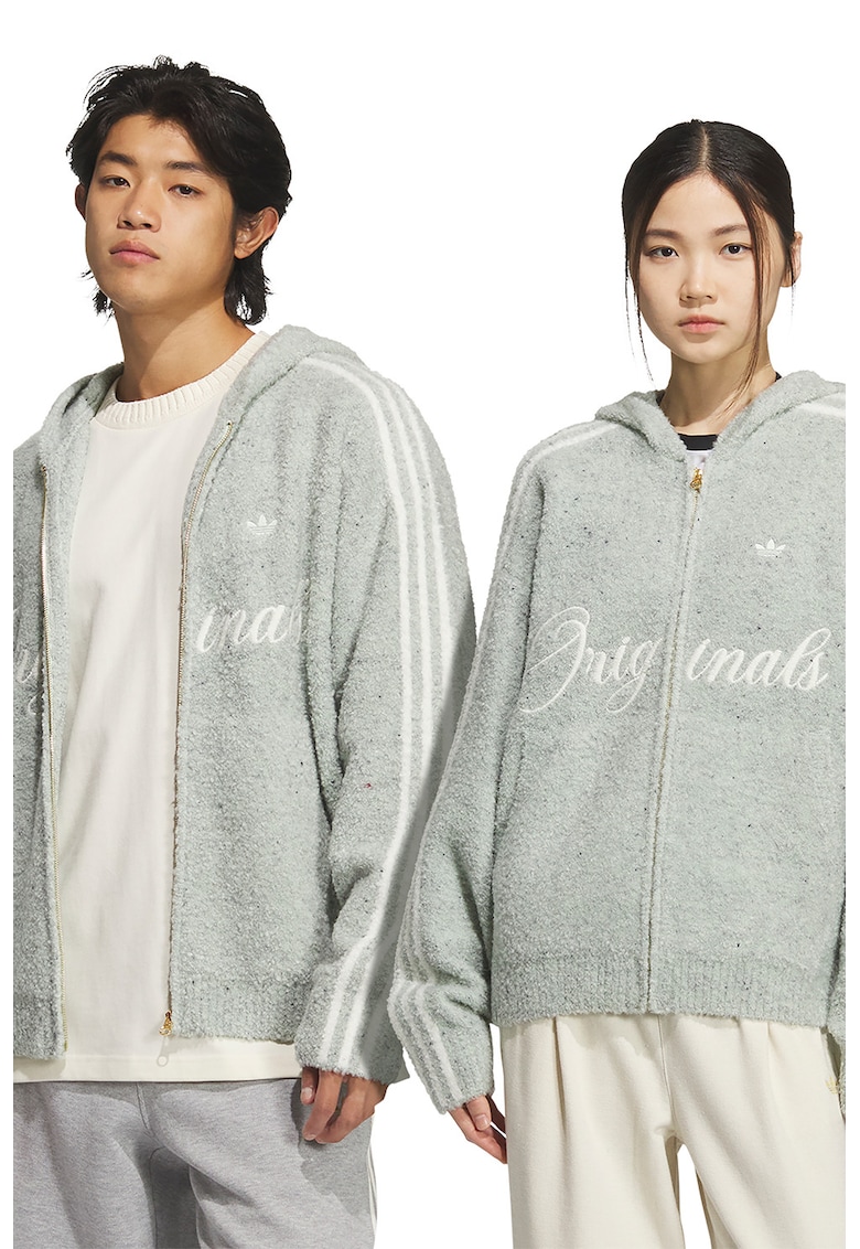 Hanorac lejer cu imprimeu text si model unisex - Alb/Verde pal