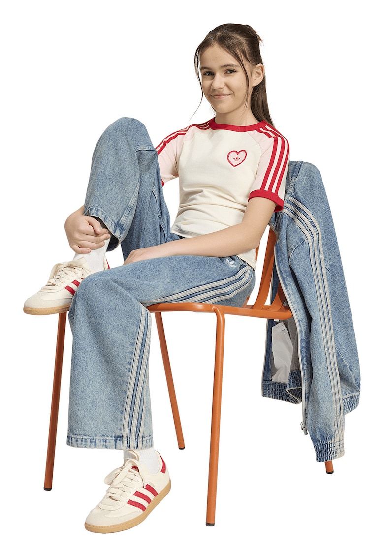 Tricou lejer cu imprimeu text - Rosu/Alb murdar/Roz pal