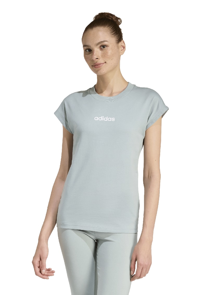 Tricou de bumbac cu decolteu rotund Essentials - Alb/Gri deschis