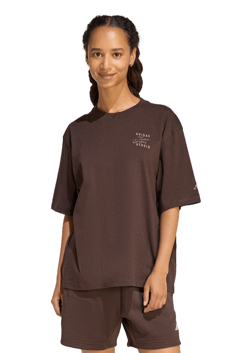 Tricou lejer cu decolteu la baza gatului - Maro