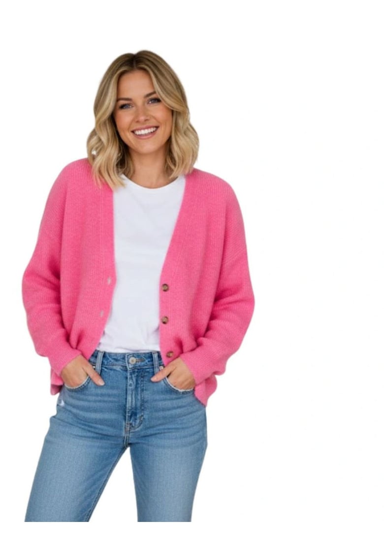 Cardigan din amestec de lana cu decolteu in V -